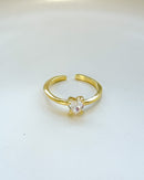 Anel Regulável Solitário Coração - Semijoia Banhado em Ouro 18k