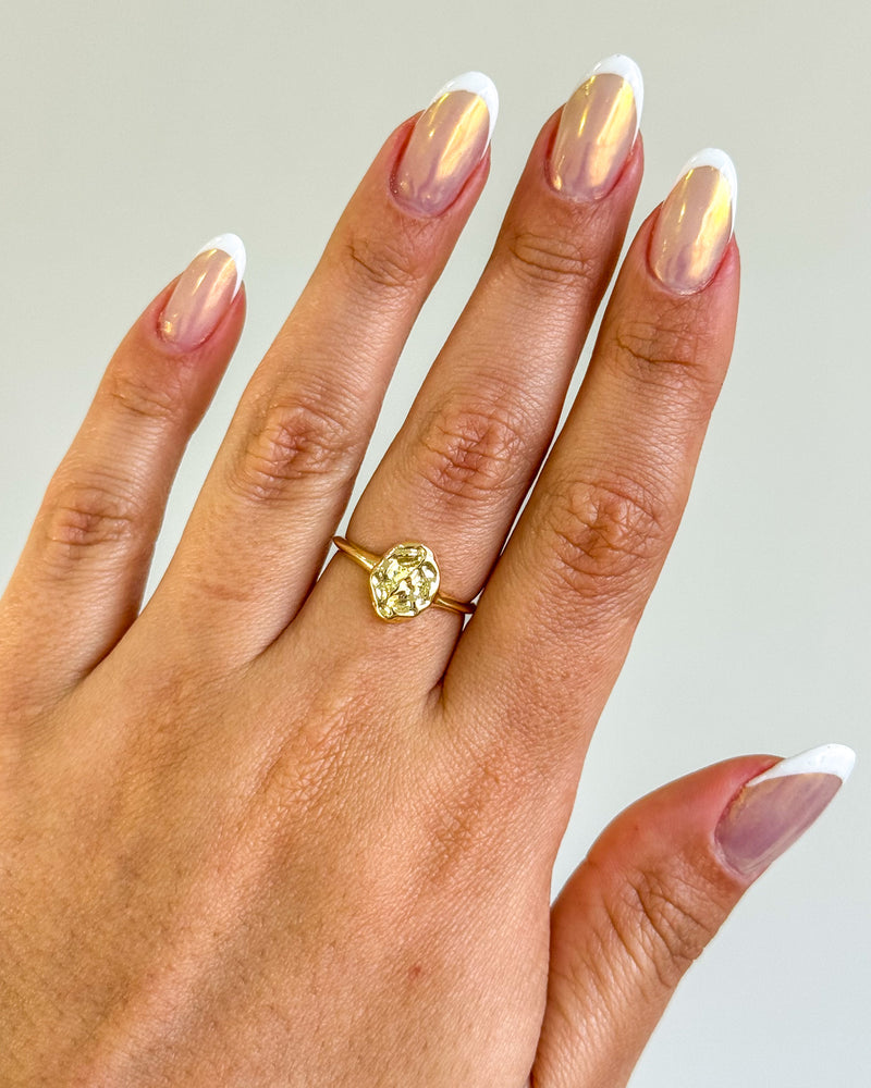 Anel Regulável Medalha Organic - Semijoia Banhado em Ouro 18k