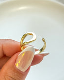 Anel Regulável Oval Vazado - Semijoia Banhado em Ouro 18k