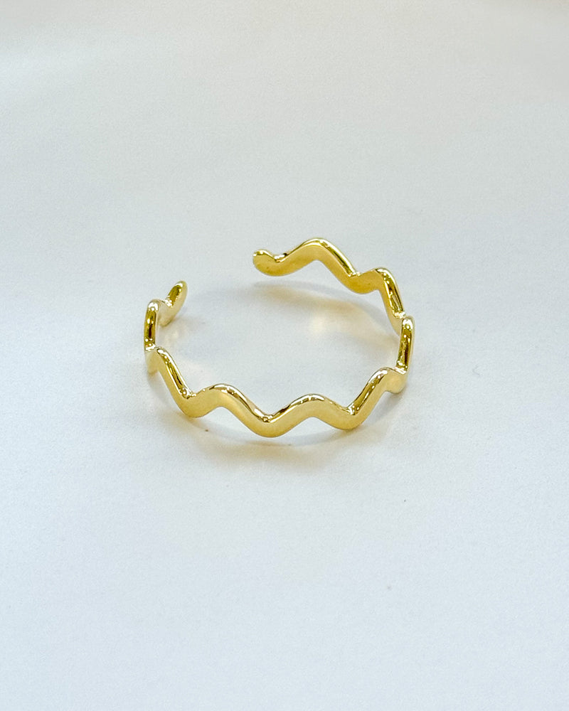 Anel Regulável Zig Zag - Semijoia Banhado em Ouro 18k