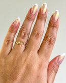 Anel Regulável Lua Sol - Semijoia Banhado em Ouro 18k