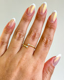 Anel Regulável Trançado Duo Zircônia - Semijoia Banhado em Ouro 18k