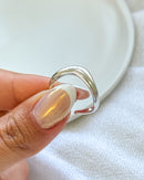 Anel Regulável Ondulado - Semijoia Banhado a Prata