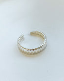 Anel Regulável Canelado - Semijoia Banhado a Prata