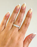 Anel Regulável Canelado com Zircônia - Semijoia Banhado a Prata