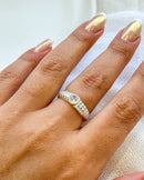 Anel Regulável Canelado com Zircônia - Semijoia Banhado a Prata