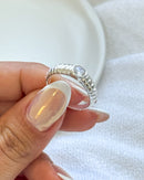 Anel Regulável Canelado com Zircônia - Semijoia Banhado a Prata