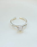 Anel Regulável Solitário Cravejado - Semijoia Banhado a Prata