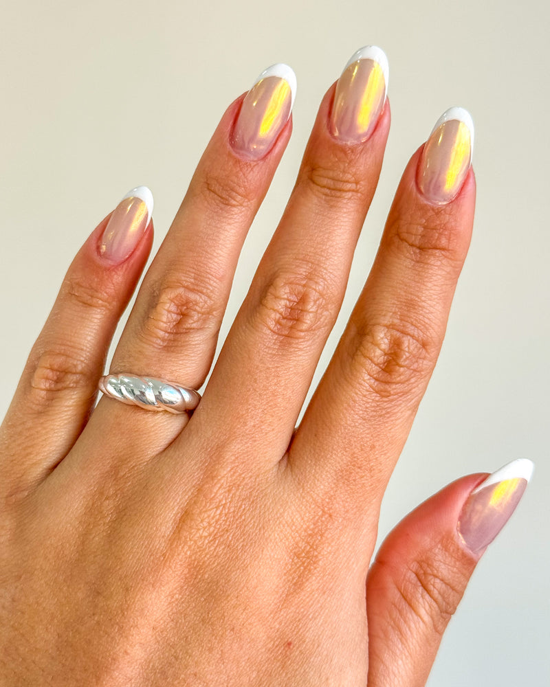 Anel Regulável Croissant - Semijoia Banhado a Prata