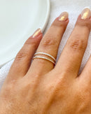 Anel Regulável Duplo Detalhado - Semijoia Banhado a Prata