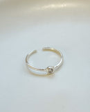 Anel Regulável Solitário Simples - Semijoia Banhado a Prata