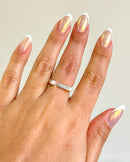 Anel Regulável Quadrado com Pedrinha - Semijoia Banhado a Prata