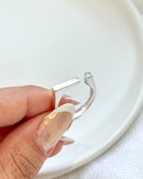 Anel Regulável Quadrado com Pedrinha - Semijoia Banhado a Prata