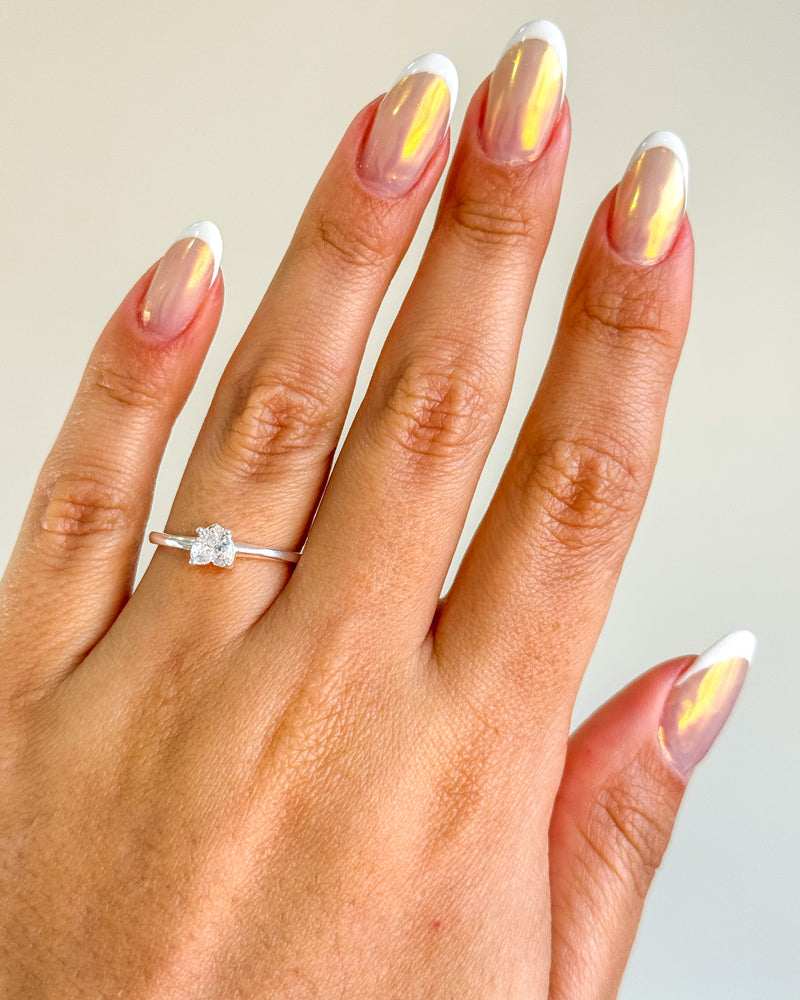 Anel Regulável Solitário Coração - Semijoia Banhado a Prata