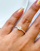 Anel Regulável Solitário Coração - Semijoia Banhado a Prata