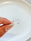 Anel Regulável Solitário Coração - Semijoia Banhado a Prata