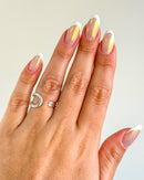 Anel Regulável Oval Vazado - Semijoia Banhado a Prata