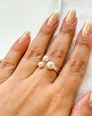 Anel Regulável 3 Esferas - Semijoia Banhado a Prata