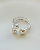 Anel Regulável 3 Esferas - Semijoia Banhado a Prata