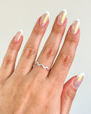 Anel Regulável Zig Zag - Semijoia Banhado a Prata