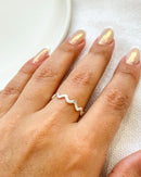 Anel Regulável Zig Zag - Semijoia Banhado a Prata