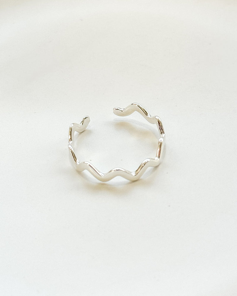 Anel Regulável Zig Zag - Semijoia Banhado a Prata