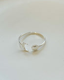 Anel Regulável Lua Sol - Semijoia Banhado a Prata