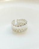 Anel Regulável Canelado Bold - Semijoia Banhado a Prata