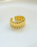 Anel Regulável Canelado Bold - Semijoia Banhado em Ouro 18k