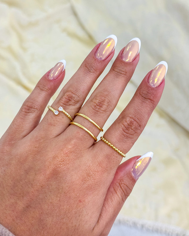 Kit Anéis Reguláveis Lines - Semijoia Banhado em Ouro 18k