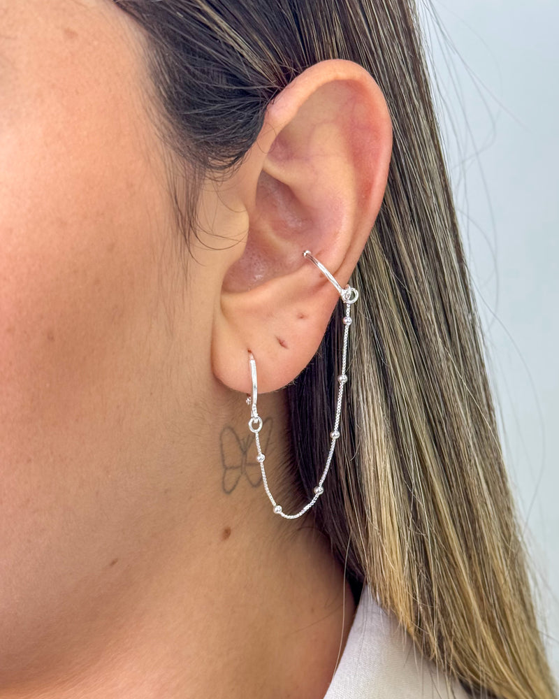 Brinco Earline Bolinhas Veneziana - Semijoia Banhado a Prata