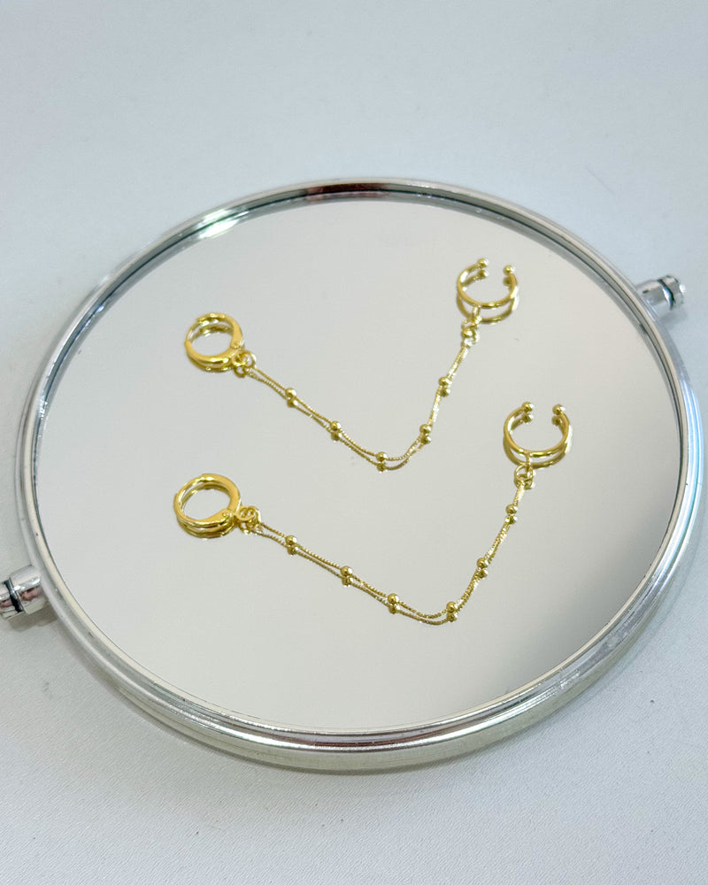 Brinco Earline Bolinhas Veneziana - Semijoia Banhado em Ouro 18k