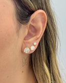 Trio de Brincos Ponto de Luz Zircônia G - Semijoia Banhada a Ouro