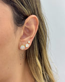 Trio de Brincos Ponto de Luz Zircônia G - Semijoia Banhada a Ouro