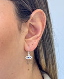 Argolinha com Pingente Olho Grego Vazado - Semijoia Banhado a Prata