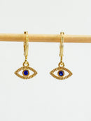 Argolinha com Pingente Olho Grego Vazado - Semijoia Banhado em Ouro 18k