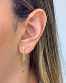 Brinco Correntinha Ponto de Luz - Semijoia Banhado em Ouro 18k