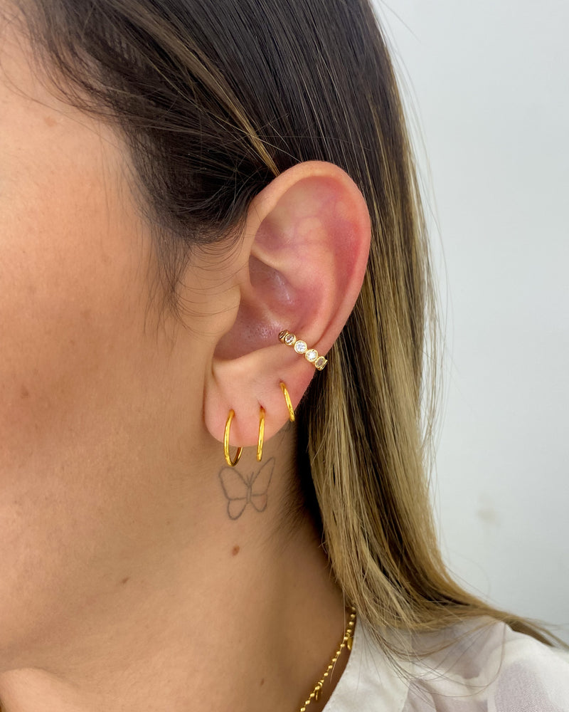 Trio de Argolas Lisas PMG Dourado - Áurea Acessórios