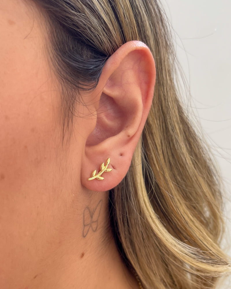 Brinco Raminho - Semijoia Banhado em Ouro 18k