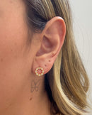 Brinco Mini Circulos Cravejados - Semijoia Banhado em Ouro 18k