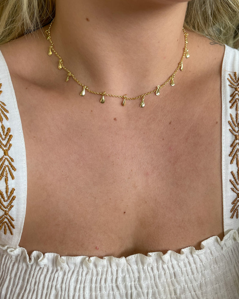 Colar Gotinhas Penduradas - Semijoia Banhado em Ouro 18k