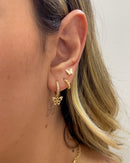 Trio Argola Borboleta Cravejada - Semijoia Banhado em Ouro 18k