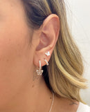 Trio Argola Borboleta Cravejada - Semijoia Banhado a Prata