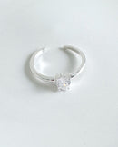 Anel Regulável Solitário Coração - Semijoia Banhado a Prata