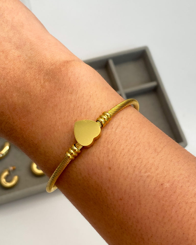 Bracelete Torcido Regulável Coração - Dourado - Áurea Acessórios