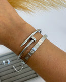 Conjunto de Braceletes Prego + Cartier - Prata - Áurea Acessórios