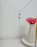 Colar Gravatinha Com Pontos de Zircônias - Semijoia Banhado a Prata