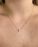 Colar Pingente Gota Cristal - Semijoia Banhado em Ouro 18k