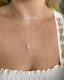 Conjunto de Colares Folha Cravejada - Semijoia Banhado a Prata