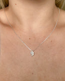 Colar Pingente Folha Cravejada  - Semijoia Banhado a Prata